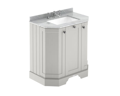 Hudson Reed Old London 786mm Timeless Sand 3 Door Floor Standing Vanity Unit with Grey Marble Top Basin