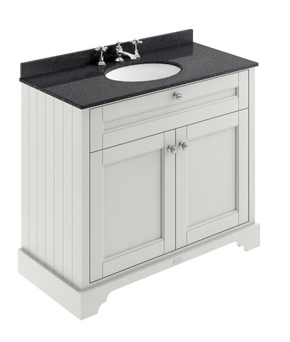 Hudson Reed Old London 1000mm Floor Standing 2 Door Vanity Unit With Black Marble Top Basin