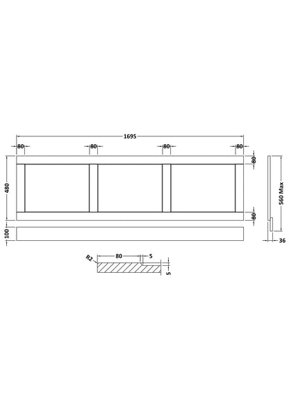 Straight Bath Front Panel 1700mm