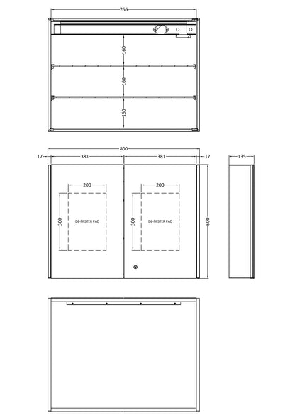 Leda 800mm Mirror Cabinet