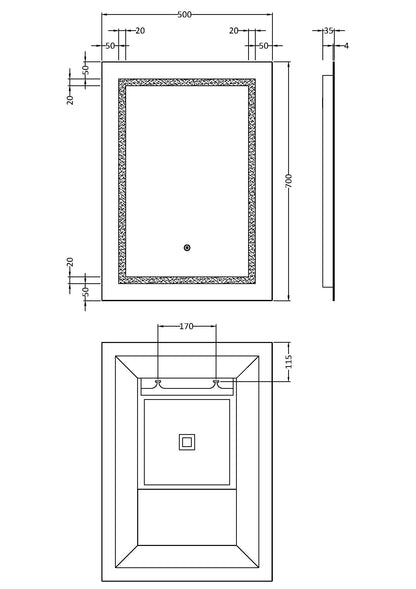 Sculptor 700mm x 500mm Touch Sensor Mirror