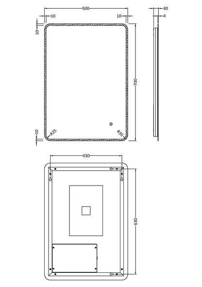Lynx 700mm x 500mm Ambient Mirror