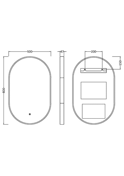 Columba Black Inset Frame LED Mirror - 800 x 500mm