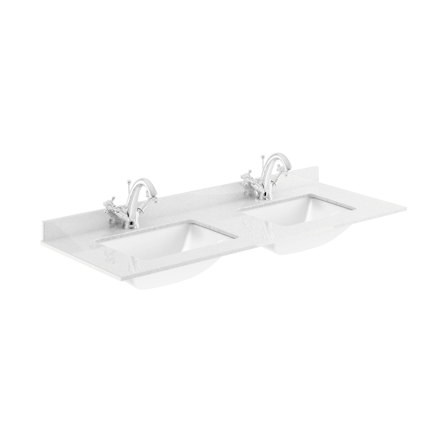 Hudson Reed Lille 1200mm Wall Hung Vanity Unit With Marble Worktop & Double Basins