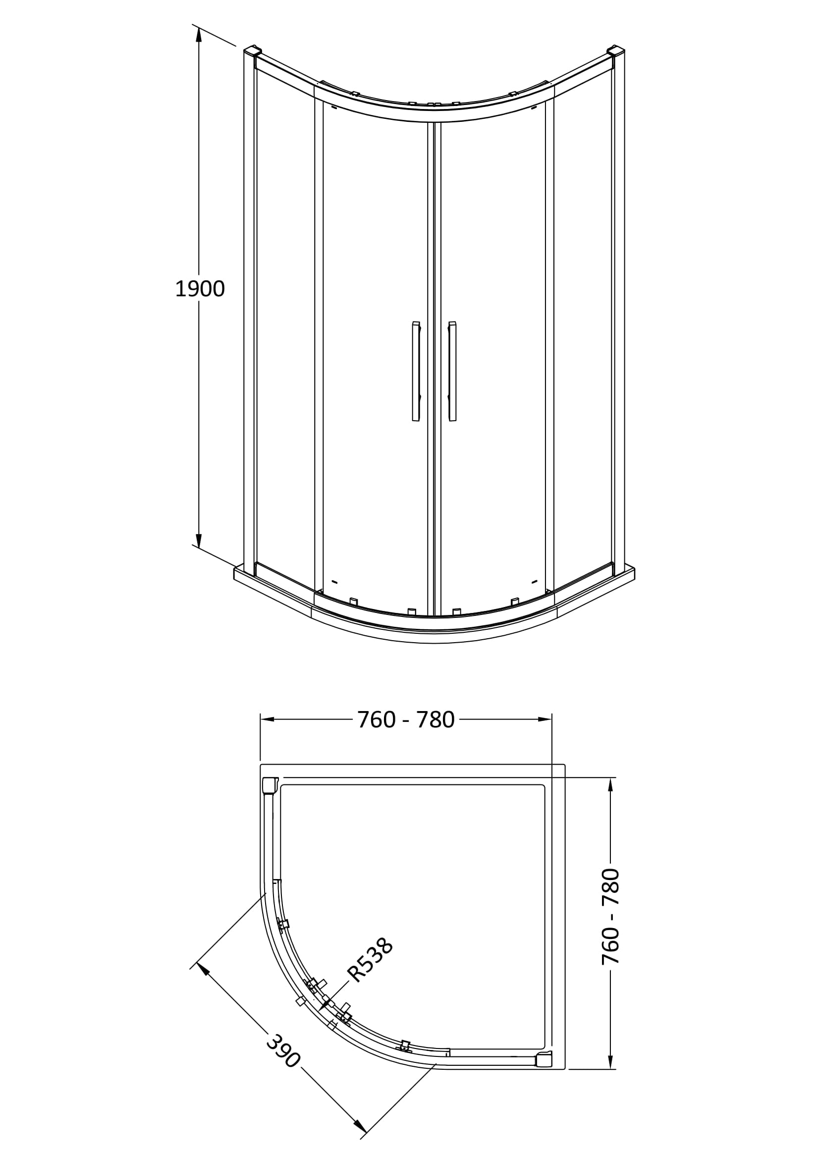 Apex 800mm Quadrant Enclosure