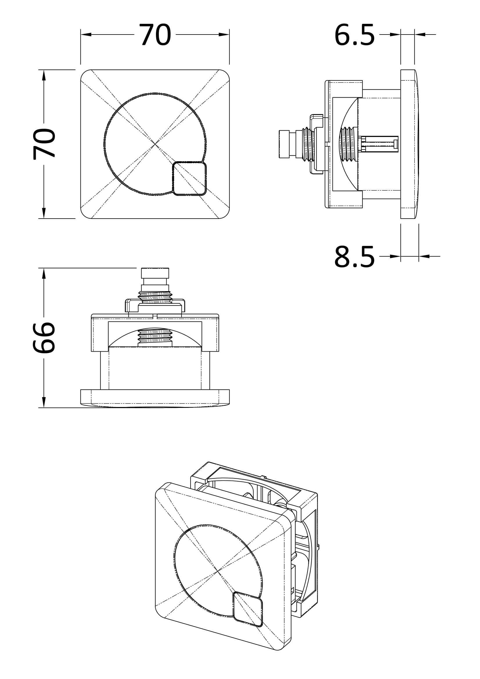 Square Dual Flush Push Button