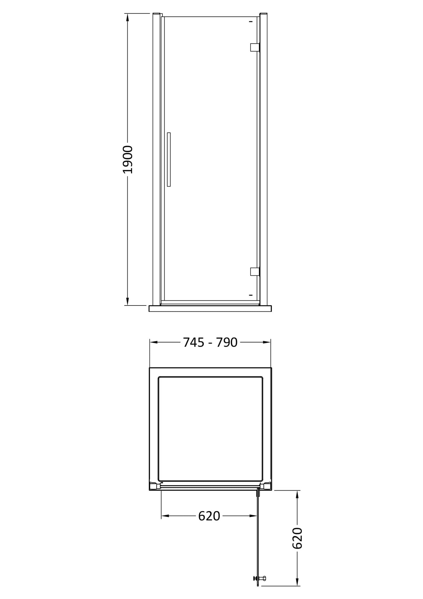 Apex 800mm Hinged Door