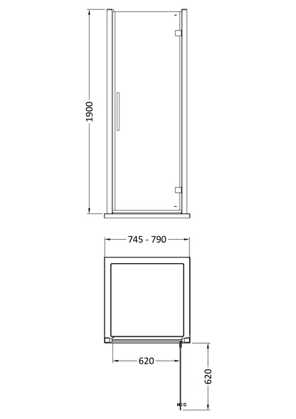 Hudson Reed Apex 800mm Hinged Door With Fixings and Handle