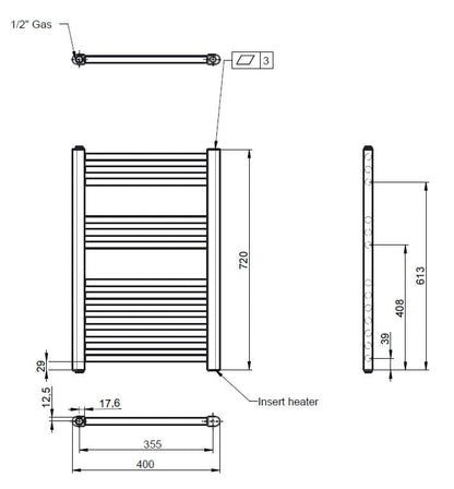 Electric Towel Rail 720 x 400mm (200 Watt)