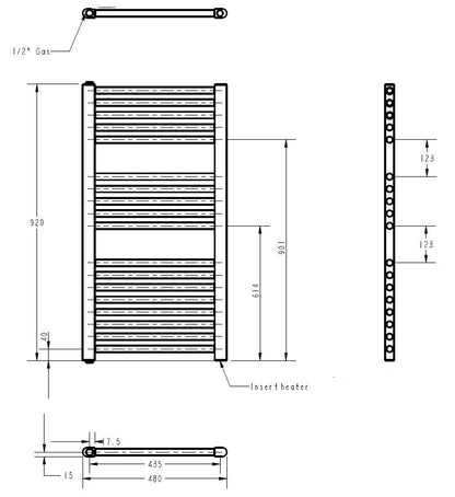 Electric Towel Rail 920 x 480mm (500 Watt)