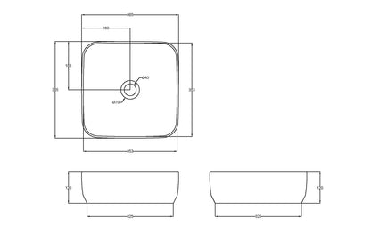 Square Vessel 365 x 365 x 120mm