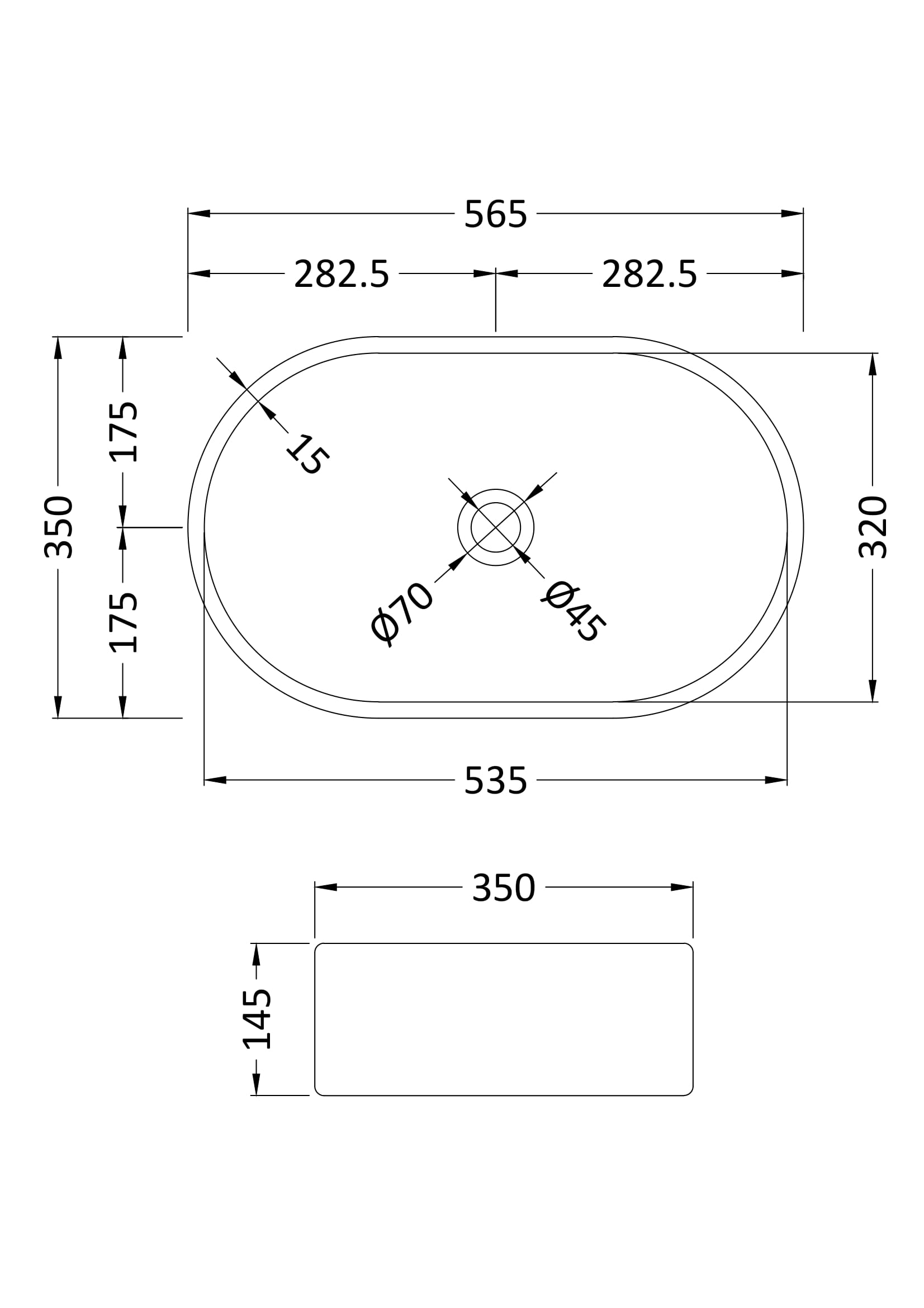 Oval Vessel 565 x 350 x 145mm