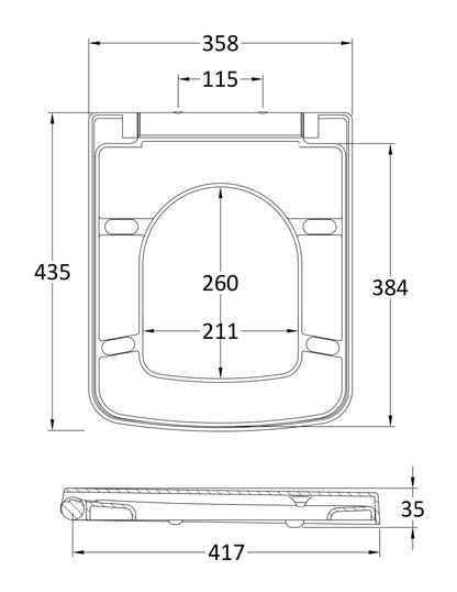 Toilet Seats Luxury Square Top Fix Soft Close Toilet Seat