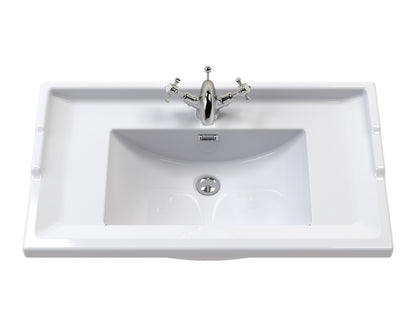 Hudson Reed Old London 600mm Storm Grey Floor Standing 2 Door Vanity Unit With 1 Tap Hole Ceramic Basin