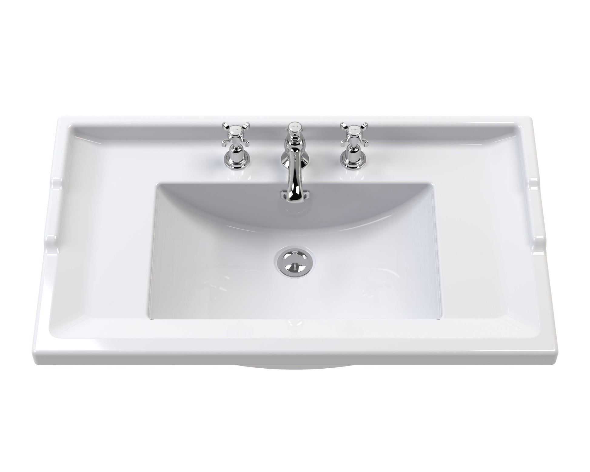 Hudson Reed Old London 820mm Hunter Green Floor Standing 2 Door Vanity Unit With 3 Tap Hole Ceramic Basin