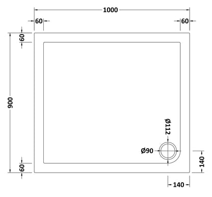 Slip Resistant Rectangular Slimline Shower Tray 1000 x 900mm