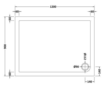 Slip Resistant Rectangular Slimline Shower Tray 1200 x 900mm