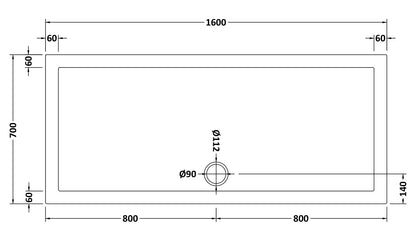 Slip Resistant Rectangular Slimline Shower Tray 1600 x 700mm