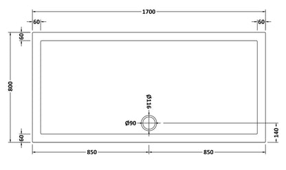 Slip Resistant Rectangular Slimline Shower Tray 1700 x 800mm
