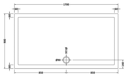 Slip Resistant Rectangular Slimline Shower Tray 1700 x 900mm