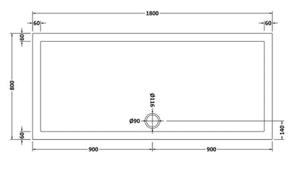 Slip Resistant Rectangular Slimline Shower Tray 1800 x 800mm
