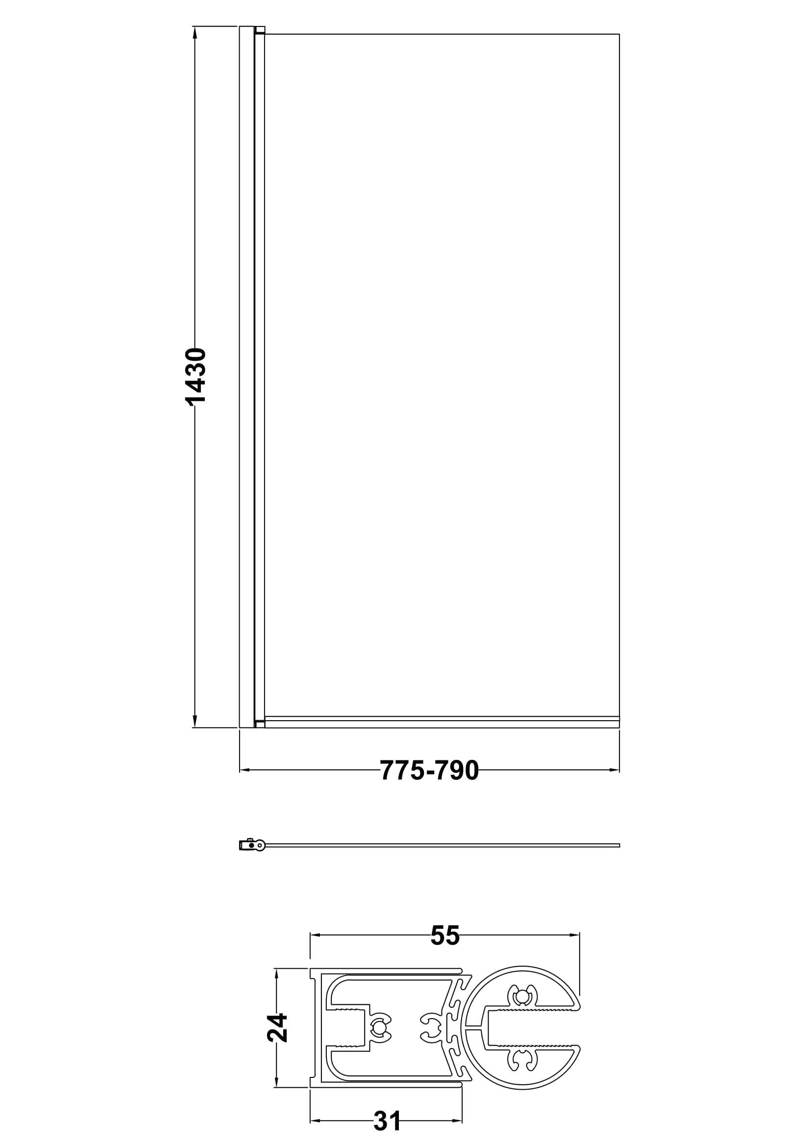 Square Bath Screen