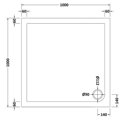 Square Slimline Shower Tray 1000 x 1000mm