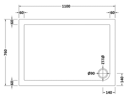 Rectangular Slimline Shower Tray 1100 x 760mm