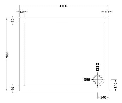 Rectangular Slimline Shower Tray 1100 x 900mm