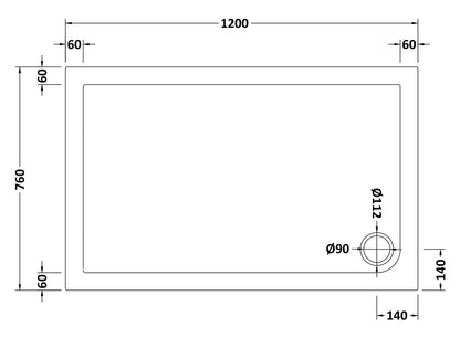 Rectangular Slimline Shower Tray 1200 x 760mm