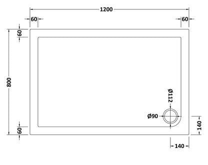Rectangular Slimline Shower Tray 1200 x 800mm
