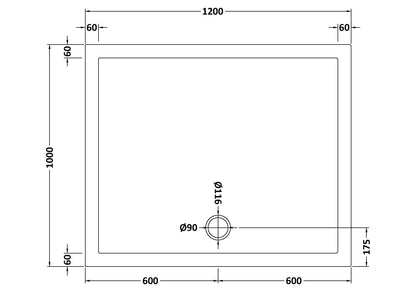 Rectangular Slimline shower tray 1200 x 1000mm