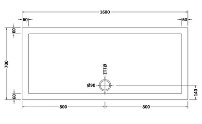 Rectangular Slimline Shower Tray 1600 x 700mm