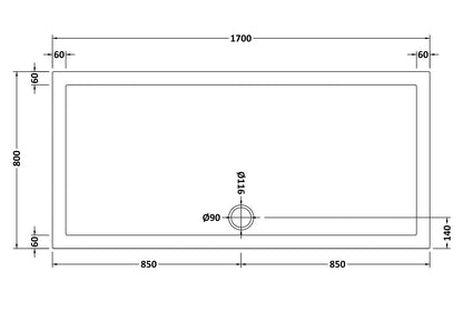 Rectangular Slimline Shower Tray 1700 x 800mm