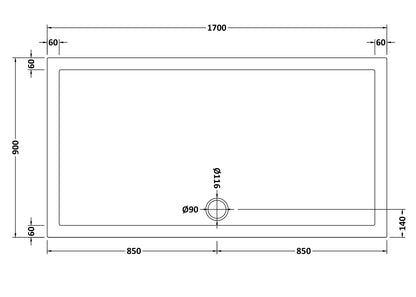 Rectangular Slimline Shower Tray 1700 x 900mm