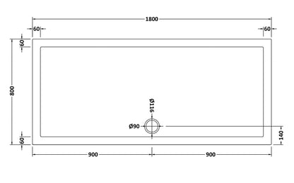 Rectangular Slimline Shower Tray 1800 x 800mm