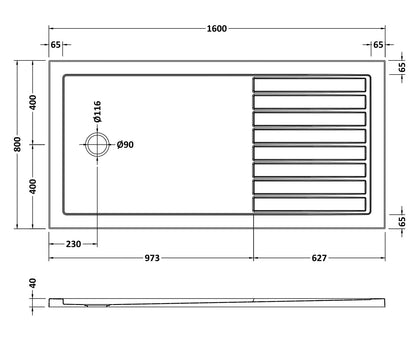 Rectangular Walk-In Slimline Shower Tray 1600 x 800mm