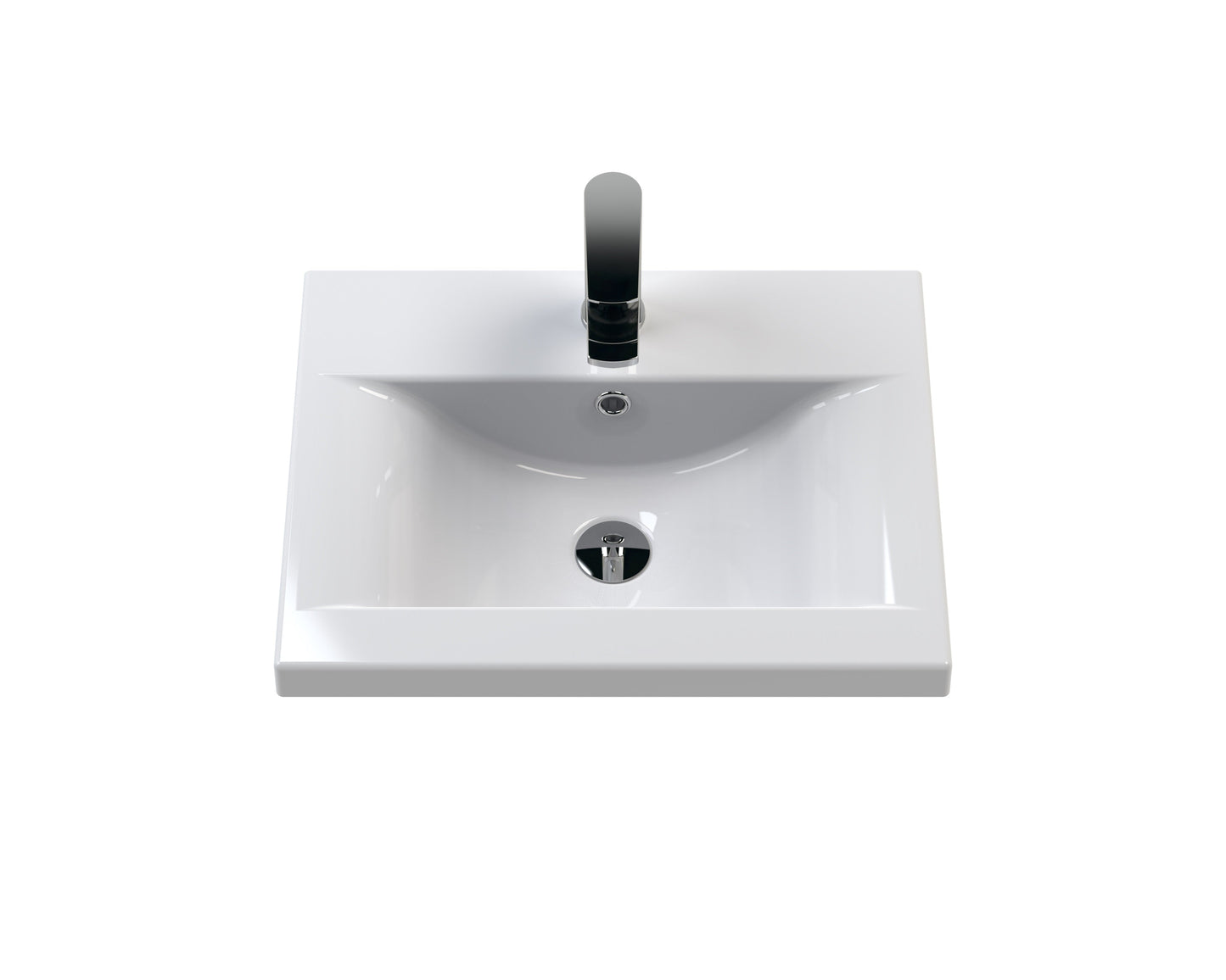 Hudson Reed Fluted 510mm Satin White Wall Hung Single Drawer Vanity Unit With Basin