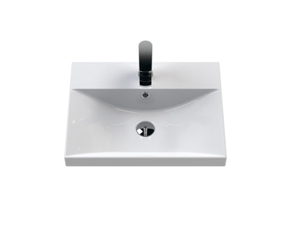 Hudson Reed Fluted 500mm Satin Grey Wall Hung Single Drawer Vanity Unit With Thin-Edge Basin