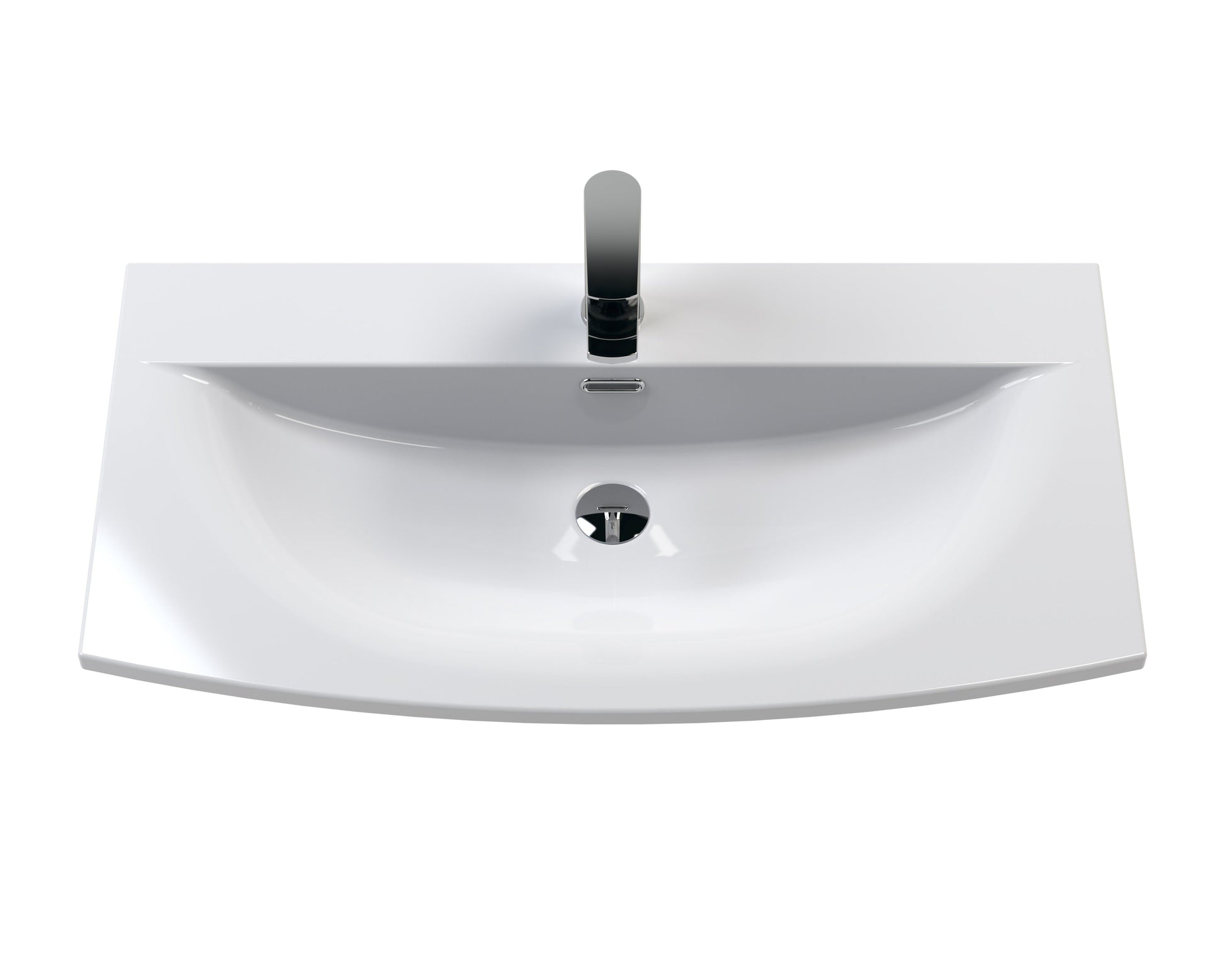 Hudson Reed Urban 800mm Satin Green Floor Standing 2-Door Vanity Unit with Curved 1 Tap Hole Basin