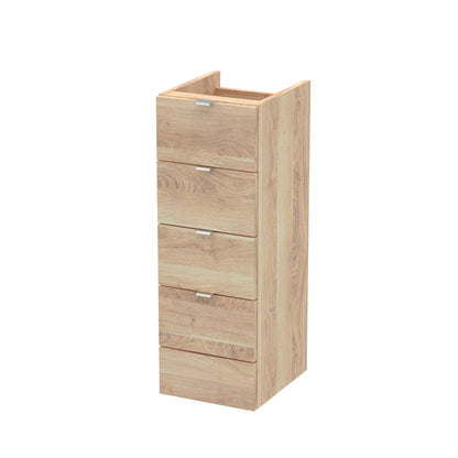 Hudson Reed Fusion 300mm 4 Drawer Bleached Oak Floor Standing Cabinet With Handles