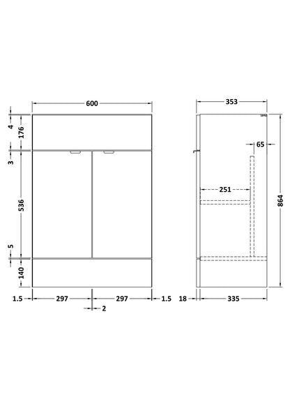 Fusion 600mm Vanity Unit full-depth
