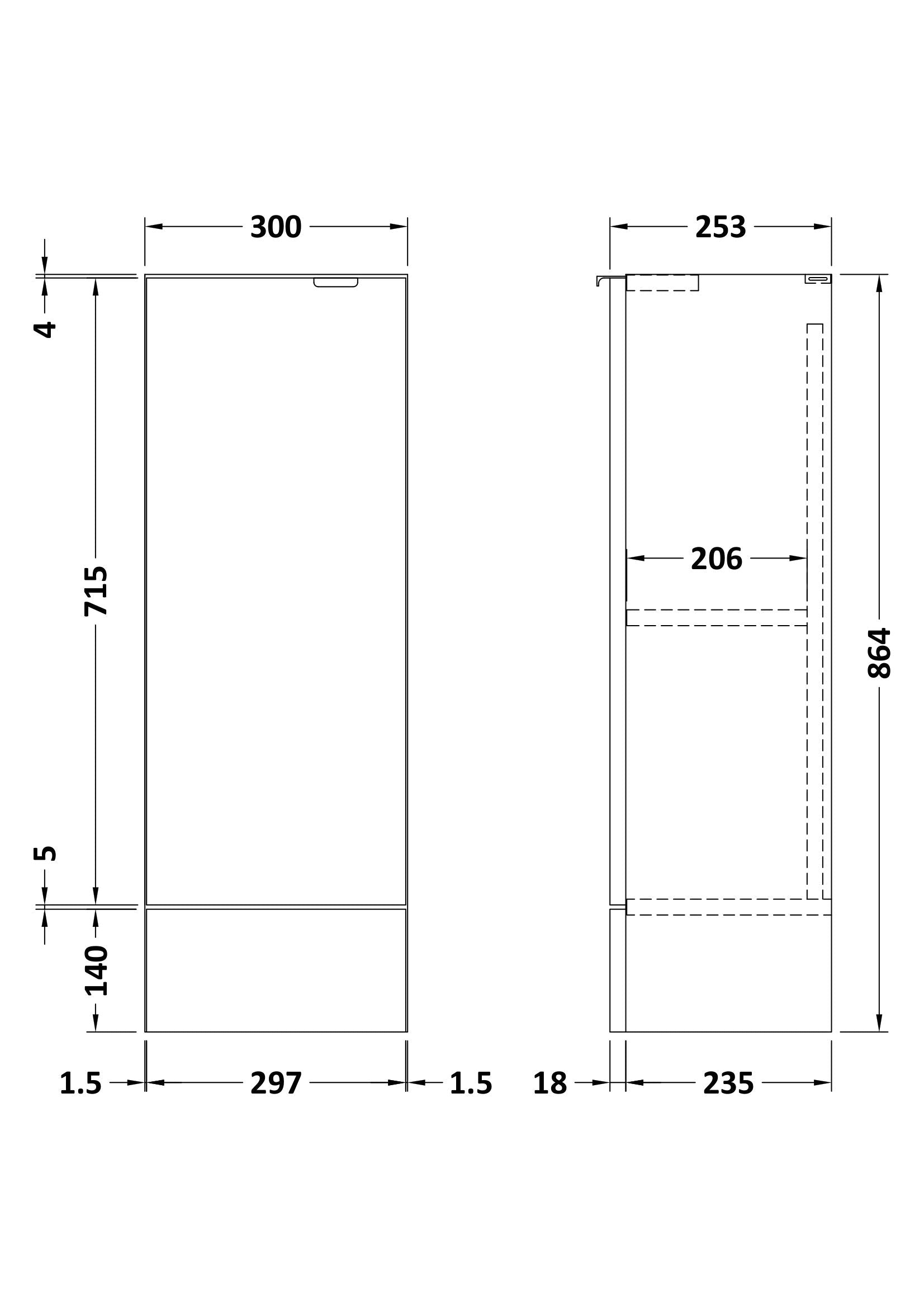 Hudson Reed Fusion 300mm 1 Door Charcoal Black Compact Floor Standing Base Unit With Handles