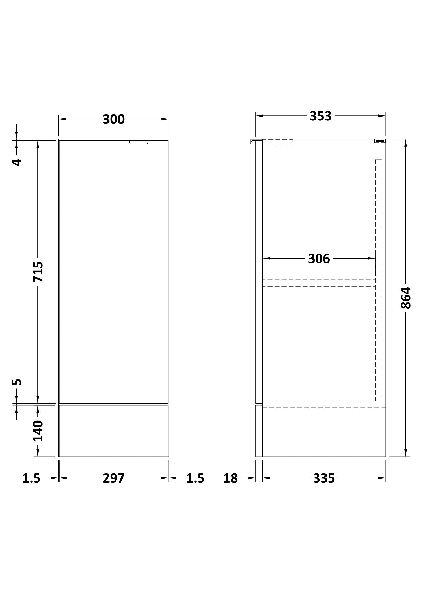 Hudson Reed Fusion 300mm 1 Door Charcoal Black Floor Standing Base Unit With Handles