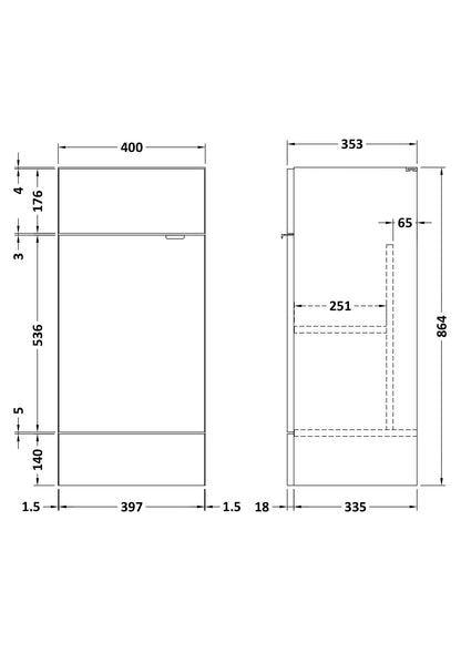 Fusion Fitted Floor Standing 1 Door Vanity Unit 400mm