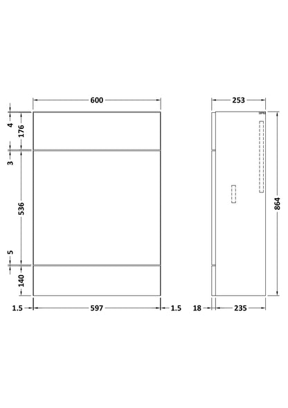 Fusion Fitted Floor Standing WC Unit Compact 600mm