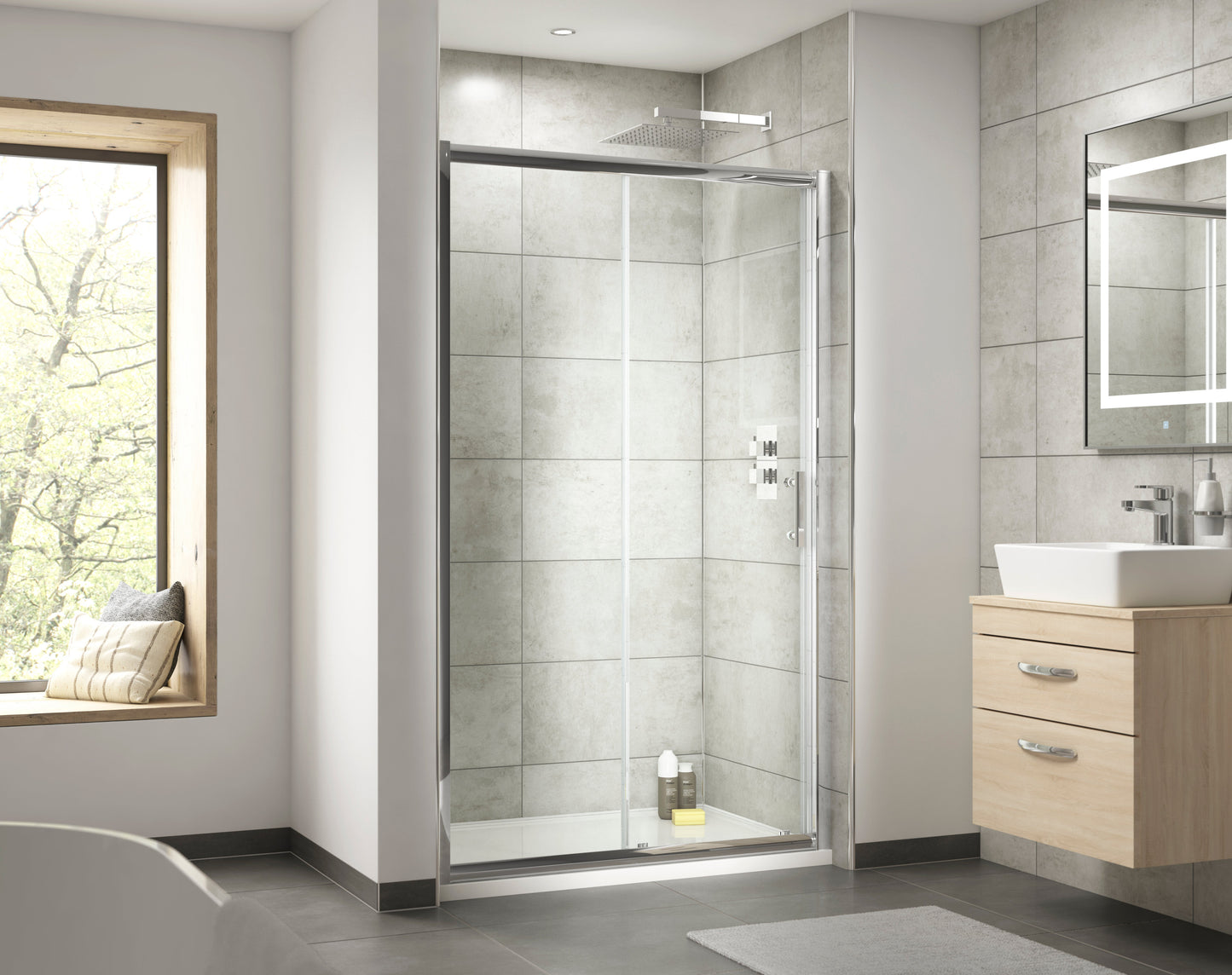 Pacific 1200mm Single Sliding Door 6mm Glass