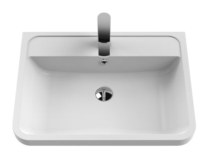 Hudson Reed Solar 600mm Pure White Wall Hung 2 Drawer Vanity Unit with Polymarble Basin