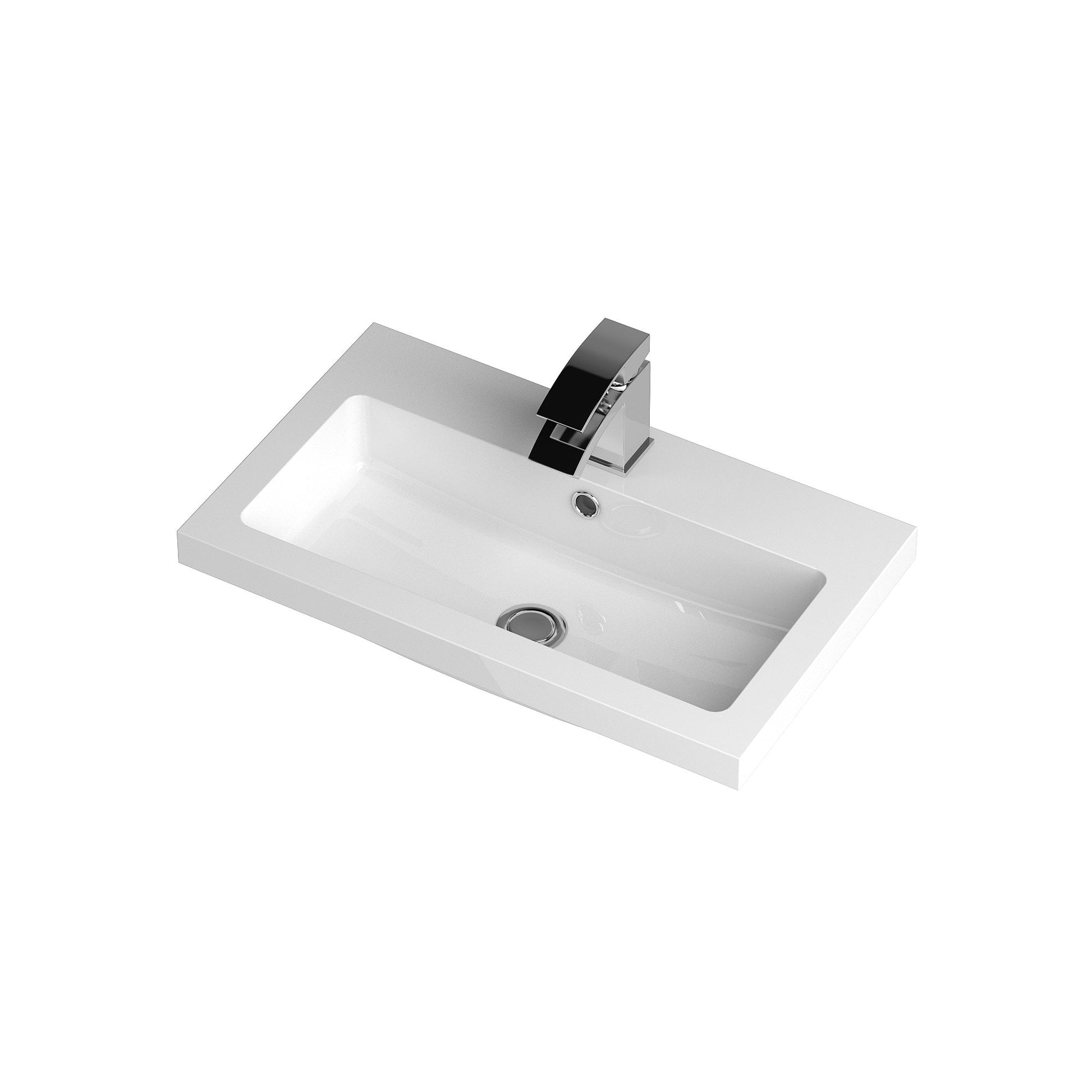 Hudson Reed Fusion 600mm Gloss Grey Floor Standing 2 Door Vanity Unit & Polymarble Basin