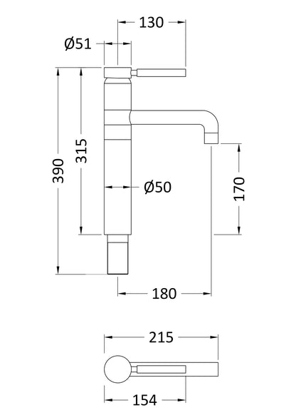 Tec Single Lever High Rise Mixer Brushed Brass